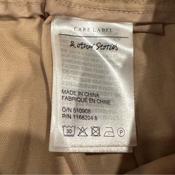 & Other Stories Tailored High Waist Trousers Cropped Beige Size 4 Like New - Picture 6 of 11